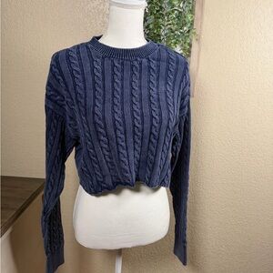Aerie Navy Cable Knit Sweater